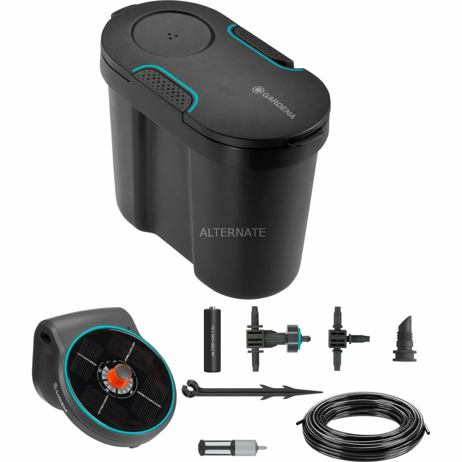 GARDENA Solar-Bewässerung AquaBloom Set, Inkl. Wasserbehälter, Bewässerungssteuerung (grau, Für Bis Zu 20 Pflanzen) -Alternate Verkaufsladen GARDENA Solar Bew sserung AquaBloom Set inkl Wasserbeh lter Bew sserungssteuerung@@1806156