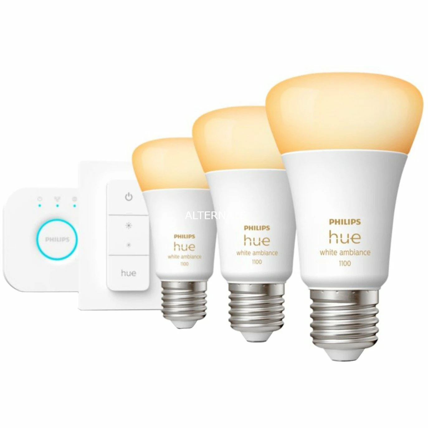 Philips Hue White Ambiance Starter-Kit E27, LED-Lampe (drei Lampen, eine Hue-Bridge, ein Dimmschalter, ersetzt 60 Watt) Leuchtmittel Philips Hue White Ambiance Starter-Kit E27, LED-Lampe (drei Lampen, Eine Hue-Bridge, Ein Dimmschalter, Ersetzt 60 Watt) -Alternate Verkaufsladen Philips Hue White Ambiance Starter Kit E27 LED Lampe@@1791965