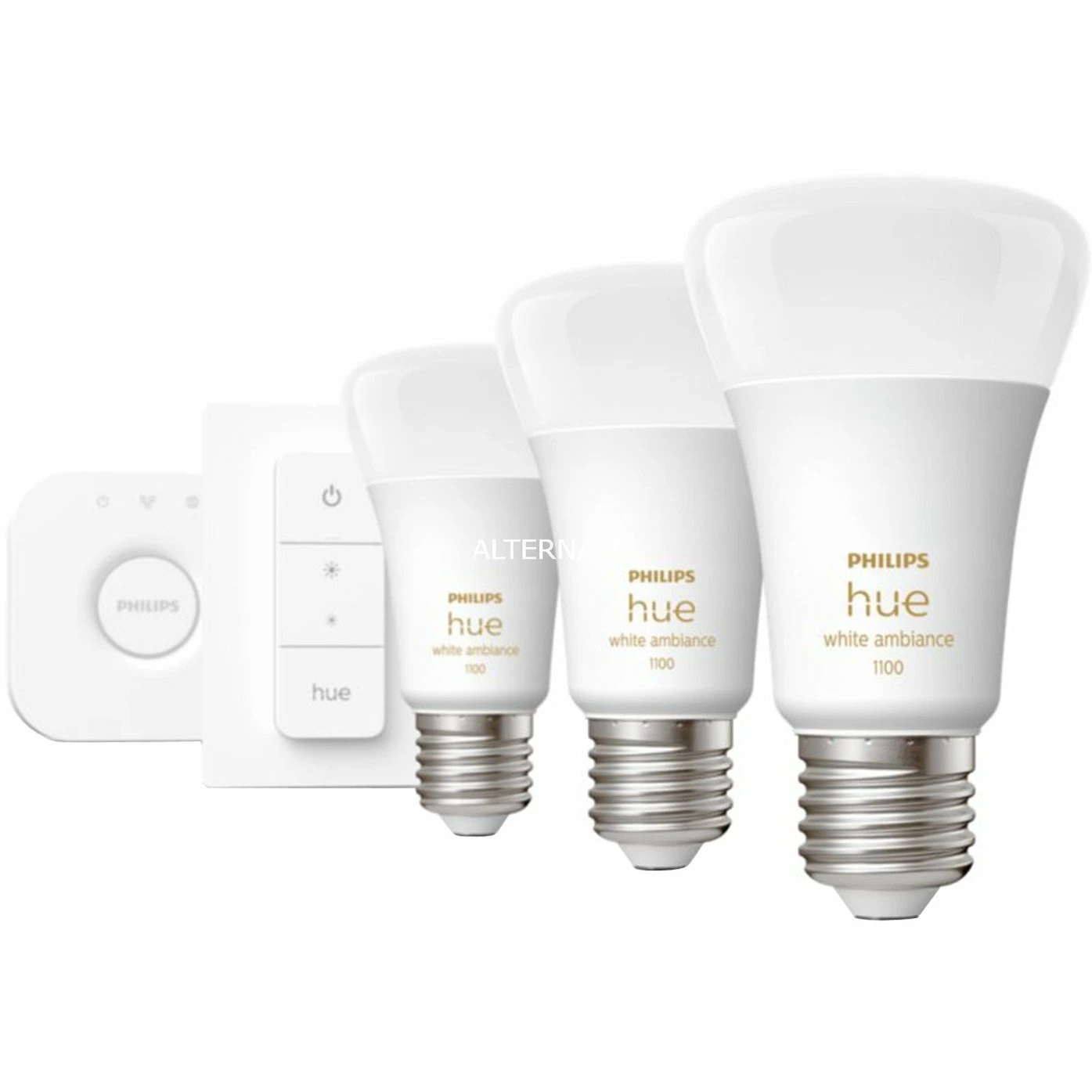 Philips Hue White Ambiance Starter-Kit E27, LED-Lampe (drei Lampen, eine Hue-Bridge, ein Dimmschalter, ersetzt 60 Watt) Leuchtmittel Philips Hue White Ambiance Starter-Kit E27, LED-Lampe (drei Lampen, Eine Hue-Bridge, Ein Dimmschalter, Ersetzt 60 Watt) -Alternate Verkaufsladen Philips Hue White Ambiance Starter Kit E27 LED Lampe@@1791965 1