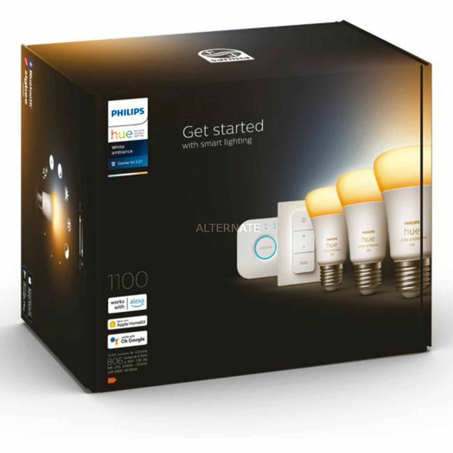 Philips Hue White Ambiance Starter-Kit E27, LED-Lampe (drei Lampen, eine Hue-Bridge, ein Dimmschalter, ersetzt 60 Watt) Leuchtmittel Philips Hue White Ambiance Starter-Kit E27, LED-Lampe (drei Lampen, Eine Hue-Bridge, Ein Dimmschalter, Ersetzt 60 Watt) -Alternate Verkaufsladen Philips Hue White Ambiance Starter Kit E27 LED Lampe@@1791965 3