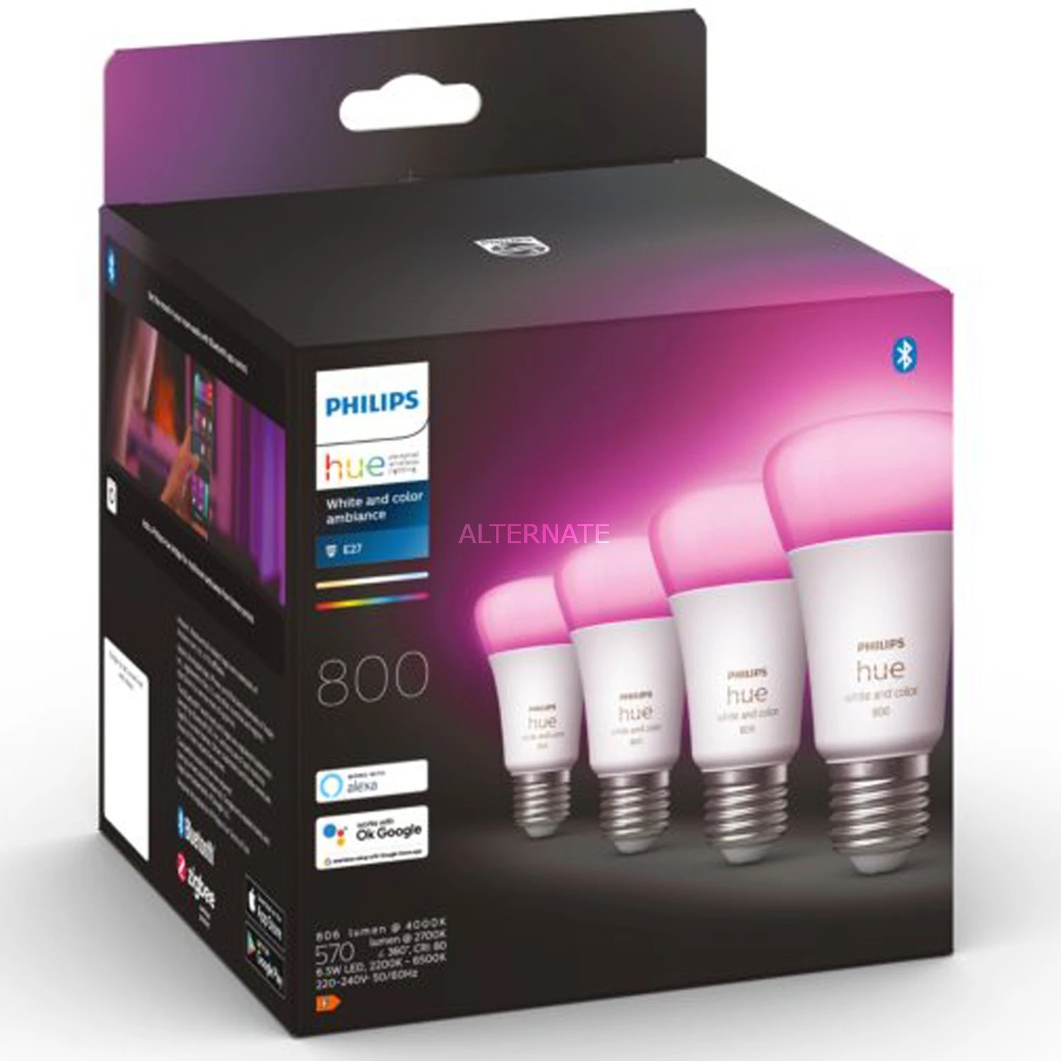 Leuchtmittel Philips Hue White & Color Ambiance E27, LED-Lampe (Viererpack, Ersetzt 60 Watt) -Alternate Verkaufsladen Philips Hue White Color Ambiance E27 LED Lampe@@1791991 3